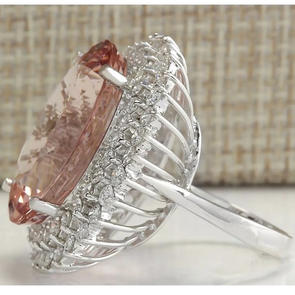 White Topaz & Morganite Gemstone Silver Ring - Picture 4 of 4